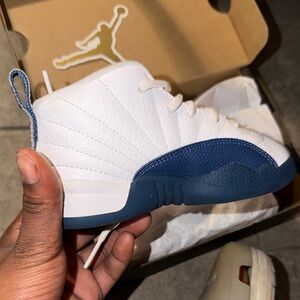 Jordan Kids White and Navy Sneakers